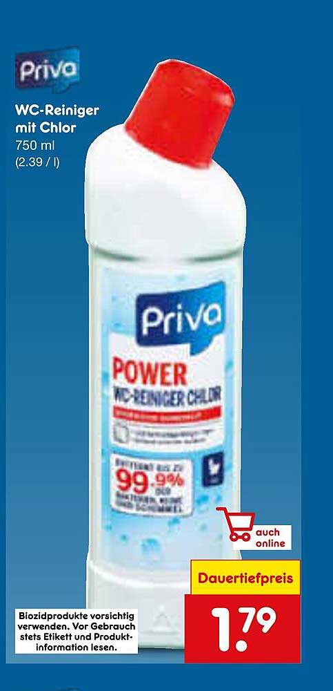 Priva WC-Reiniger mit Chlor 750 ml
