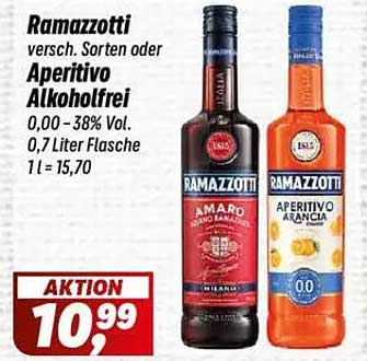 Ramazzotti verschiedene Sorten oder Aperitivo alkoholfrei