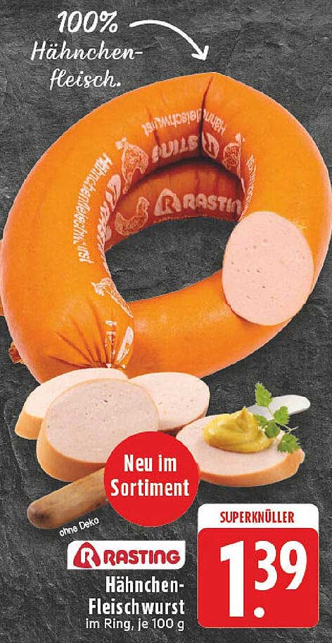 Rasting Hähnchen-Fleischwurst im Ring, je 100 g