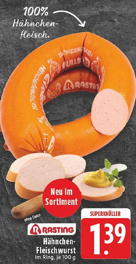 Rasting Hähnchen-Fleischwurst im Ring, je 100 g