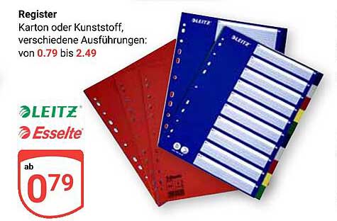 Register von Leitz und Esselte, verschiedene Ausführungen, ab 0,79 €