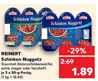 REINERT Schinken-Nuggetz, Gourmet-Katenschinkenwürfel, extra mager oder herzhaft