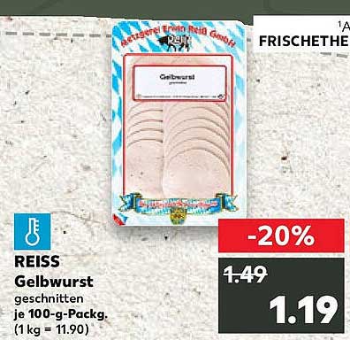 REISS Gelbwurst geschnitten je 100-g-Pack.