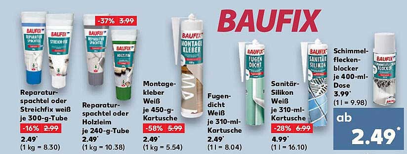 Reparaturspachtel oder Streichfix weiß je 300-g-Tube