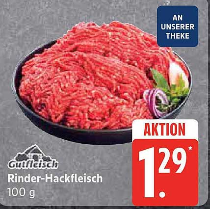 Rinder-Hackfleisch 100 g – Aktionspreis nur 1,29 €*