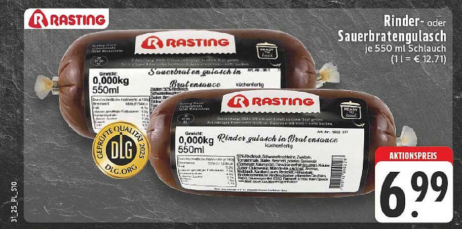 Rinder- oder Sauerbratengulasch je 550 ml Schlauch