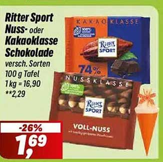 Ritter Sport Nuss- oder Kakaoklasse Schokolade