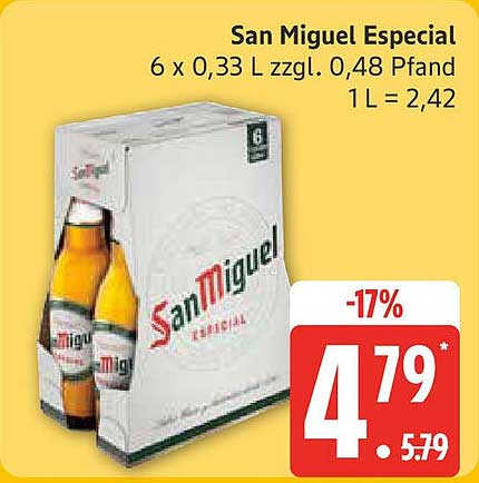 San Miguel Especial 6 x 0,33 L zzgl. 0,48 Pfand