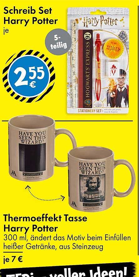 Schreib Set Harry Potter und Thermoeffekt Tasse Harry Potter