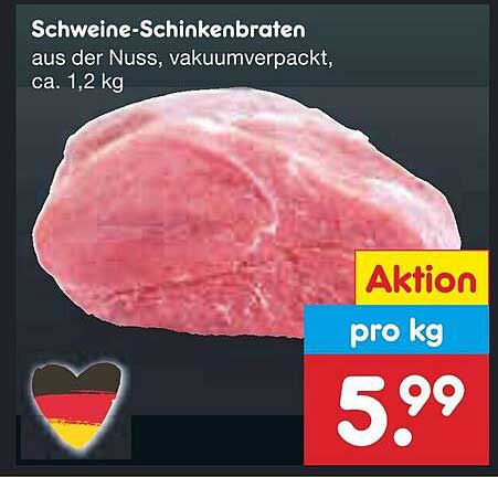 Schweine-Schinkenbraten aus der Nuss, vakuumverpackt, ca. 1,2 kg