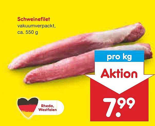 Schweinefilet vakuumverpackt, ca. 550 g