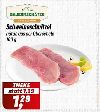 Schweineschnitzel natur, aus der Oberschale 100 g