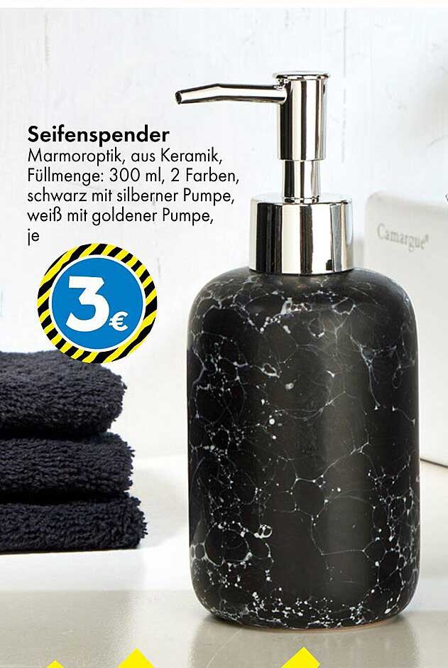 Seifenspender - Marmoptik aus Keramik, Füllmenge 300 ml, 2 Farben