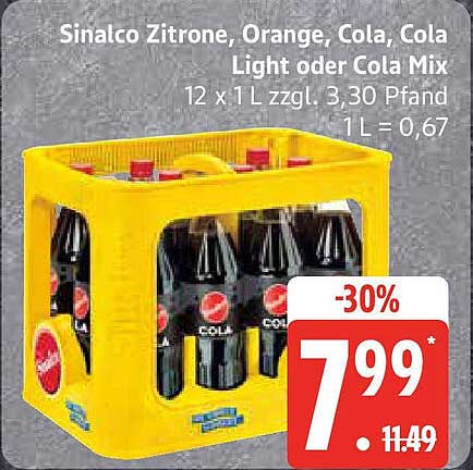 Sinalco Zitronen- und Cola-Getränke im 12er-Pack