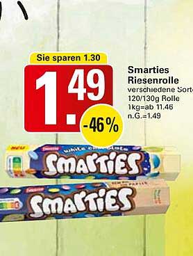 Smarties Riesendrolle verschiedene Sorten 120/130g