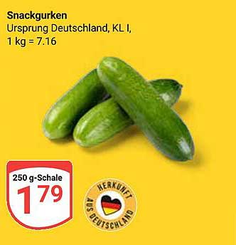 Snackgurken Herkunft Deutschland, KL I - 250 g für nur 1,79 €