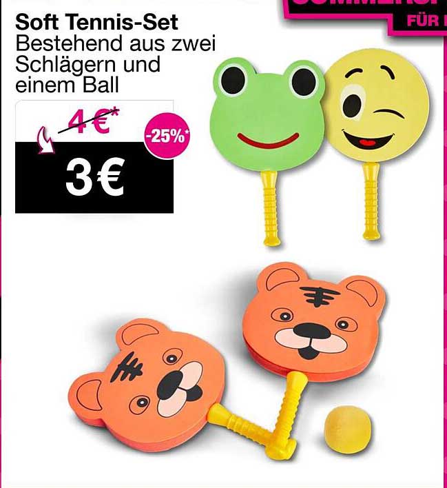 Soft Tennis-Set – bestehend aus zwei Schlägern und einem Ball