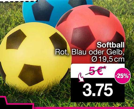 Softball in rot, blau oder gelb, Ø 19,5 cm