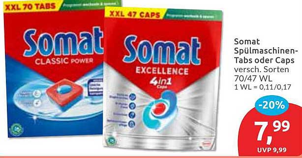 Somat Spülmaschinen-Tabs oder Caps - 20% Rabatt!