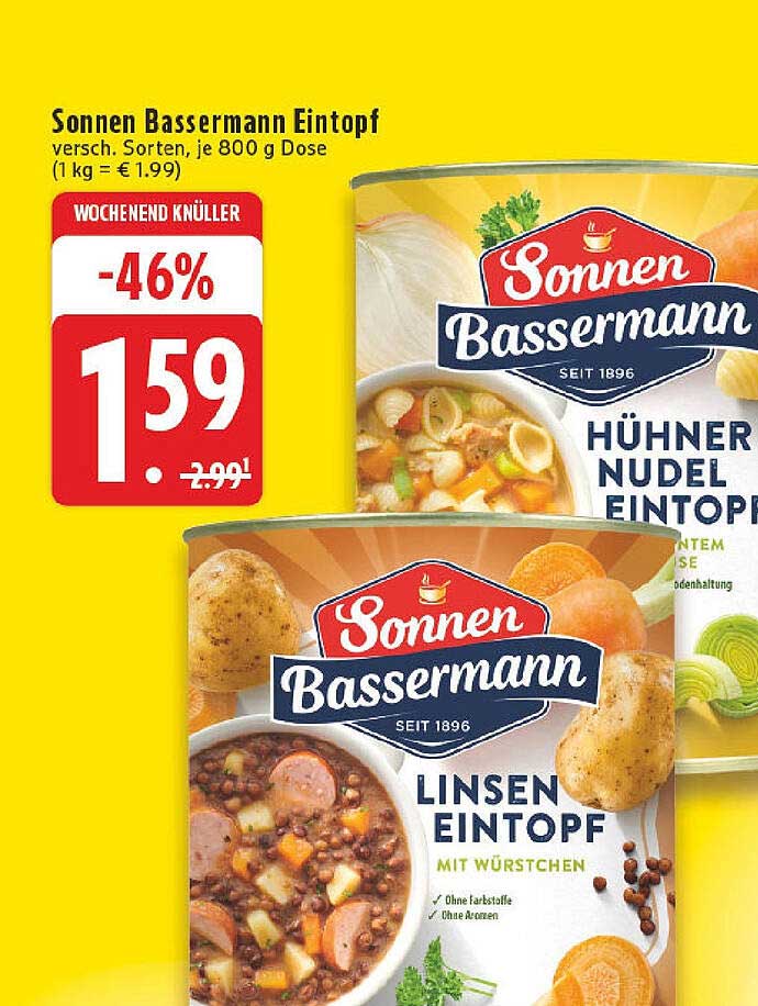 Sonnen Bassermann Eintopf – Auswahl von verschiedenen Sorten in 800 g Dosen