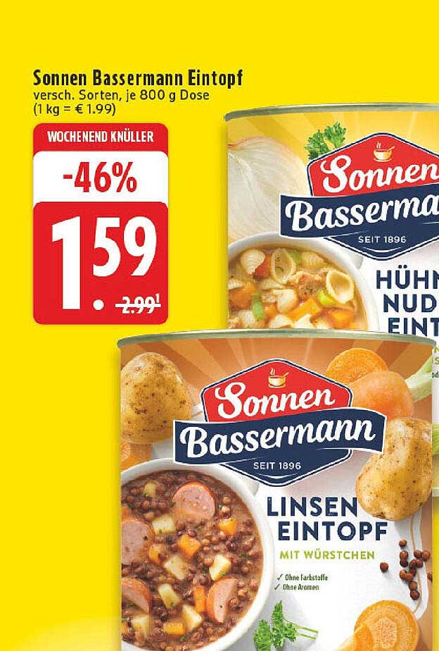 Sonnen Bassermann Eintopf - verschiedene Sorten, je 800 g Dose