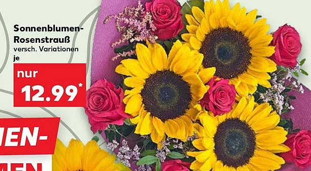 Sonnenblumen-Rosenstrauß – versch. Variationen