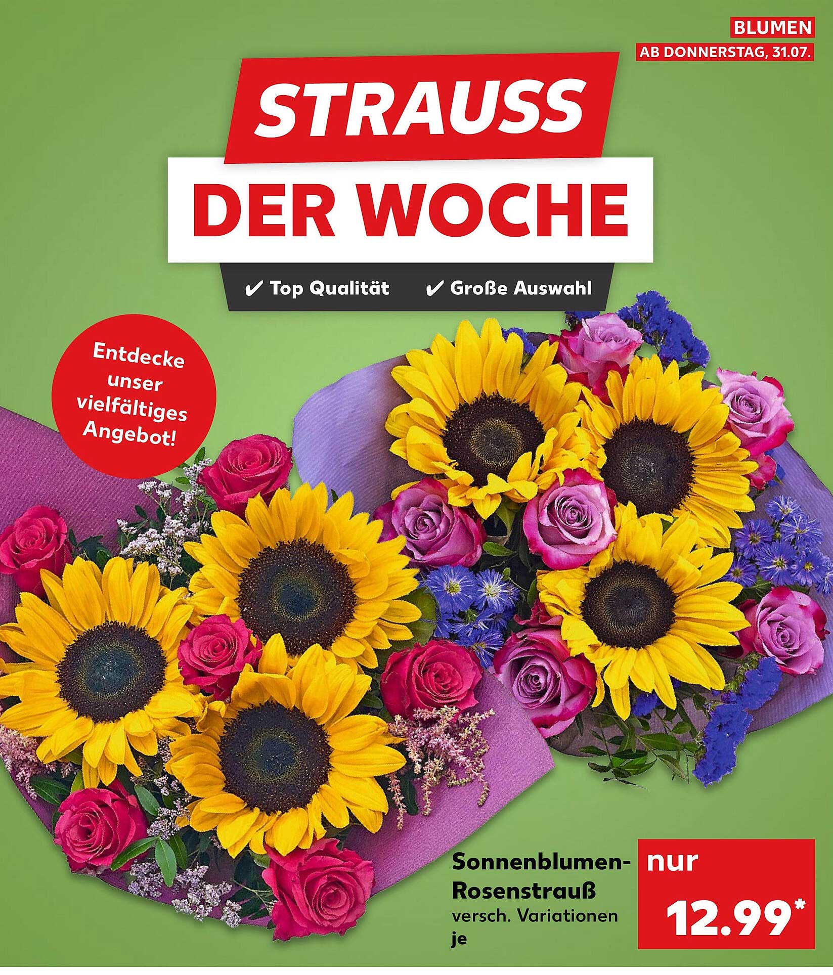 Sonnenblumen-Rosenstrauß - verschiedene Variationen je für 12,99 €