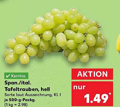 Spanische/italienische Tafeltrauben, hell 500-g-Pack