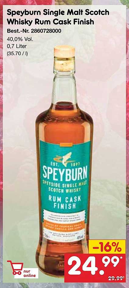 Speyburn Single Malt Scotch Whisky Rum Cask Finish