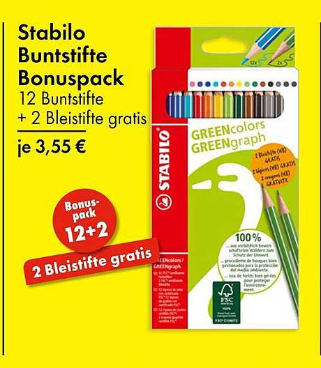 Stabilo Buntstifte Bonussparpack – 12 Buntstifte + 2 Bleistifte gratis
