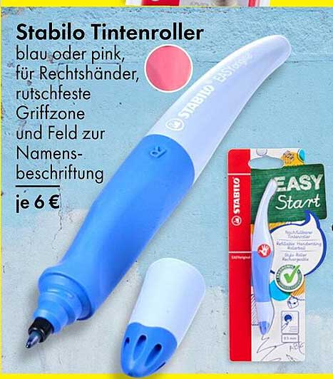 Stabilo Tintenroller - blau oder pink, für Rechtshänder