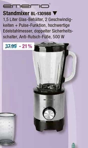 Standmixer BL-130988 von Emerio – 1,5 Liter Edelstahl-Standmixer mit 500 W