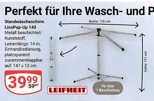 Standwäscheständer LinoPop-Up 140 von Leifheit