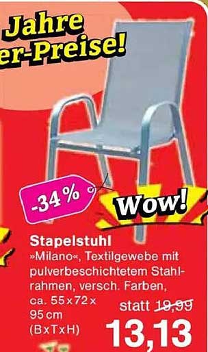 Stapelstuhl »Milano«, 34 % Rabatt