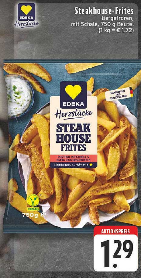 Steakhouse-Frites, tiefgefroren, mit Schale, 750 g Beutel