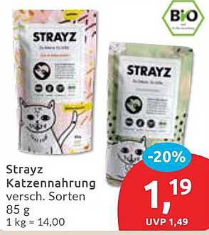 Strayz Katzennahrung verschieden. Sorten 85 g