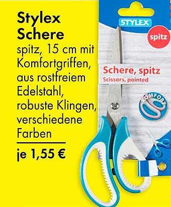Stylex Schere spitz, 15 cm mit Komfortgriffen