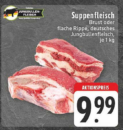 Suppenfleisch Brust oder flache Rippe, deutsches Jungbulleneinfleisch, je 1 kg