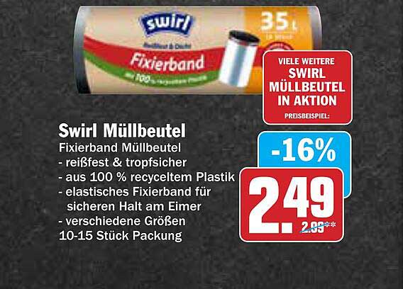 Swirl Müllbeutel Fixierband