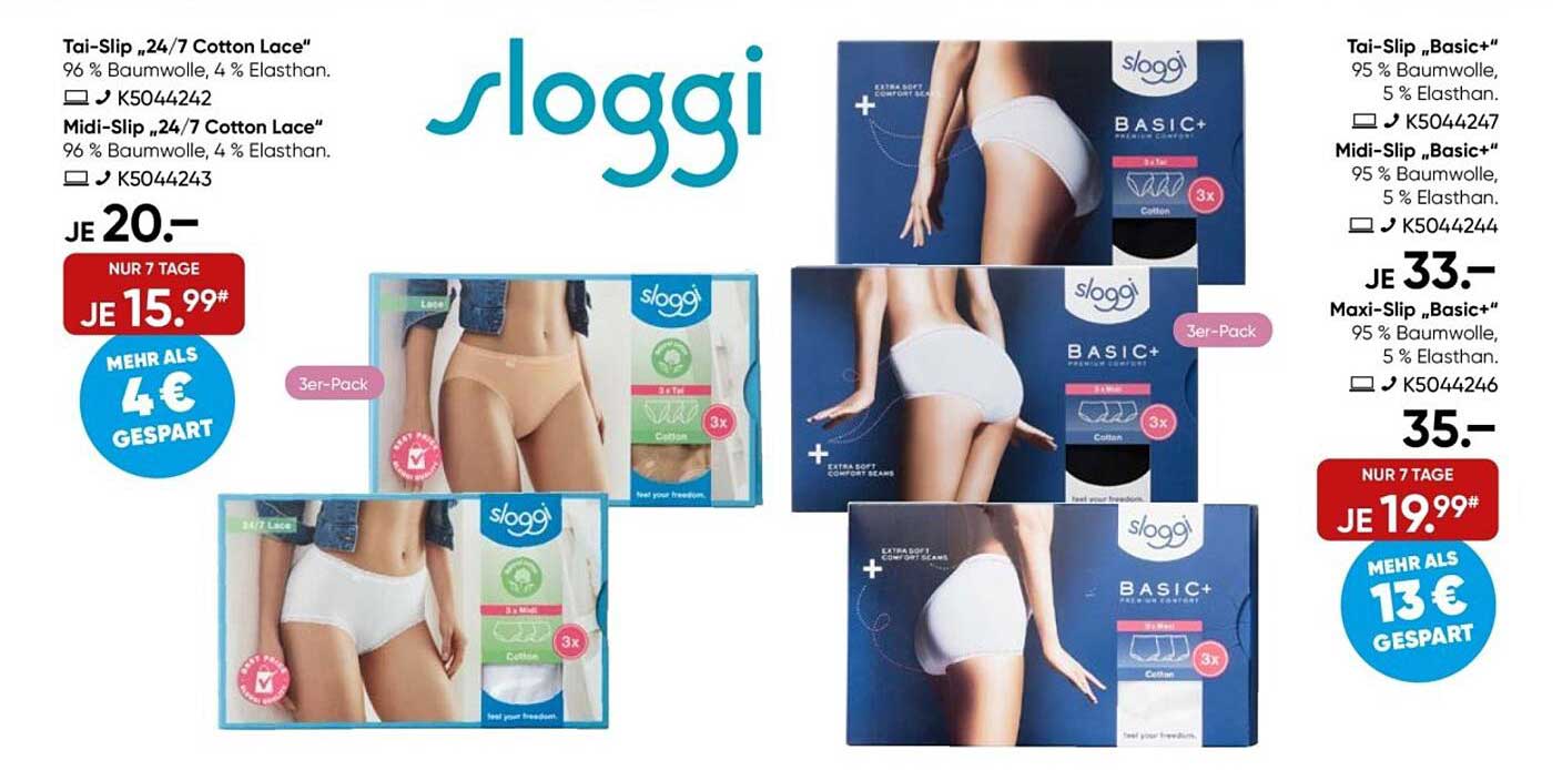 Tai-Slip „24/7 Cotton Lace“ 3er-Pack für nur 15,99€