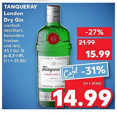 TANQUERAY London Dry Gin – 0,7 l