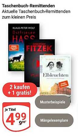 Taschenbuch-Remittenden - 2 kaufen, 1 gratis!