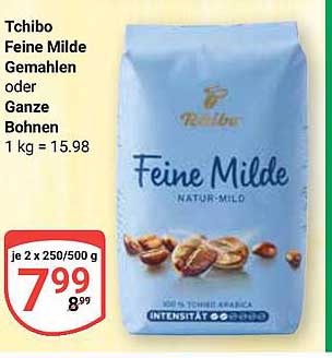Tchibo Feine Milde Gemahlen oder Ganze Bohnen 1 kg