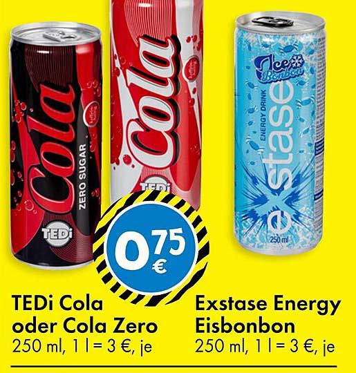 TEDi Cola oder Cola Zero 250 ml für 0,75 €