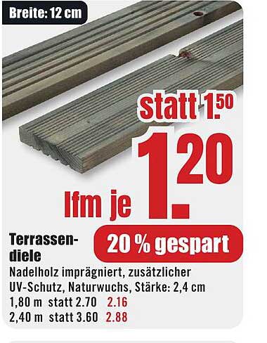 Terrassendielen - Nadelholz imprägniert mit UV-Schutz