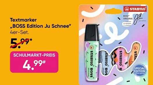 Textmarker „BOSS Edition Ju Schnee“ 4er-Set