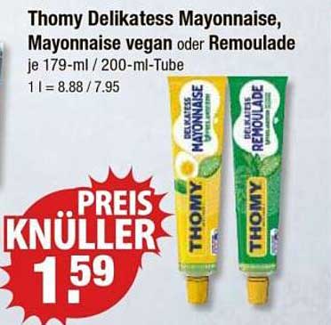 Thomy Delikatess Mayonnaise, Mayonnaise vegan oder Remoulade