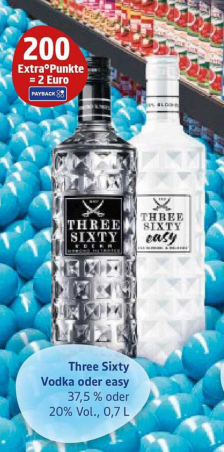 Three Sixty Vodka oder easy 37,5 % oder 20 % Vol., 0,7 L