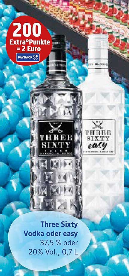 Three Sixty Vodka oder easy 37,5 % oder 20% Vol., 0,7 L
