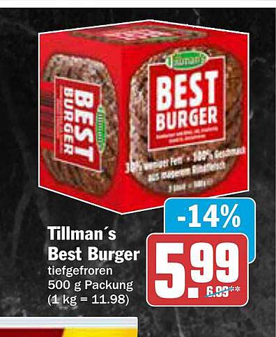 Tillman’s Best Burger tiefgefroren 500 g Packung